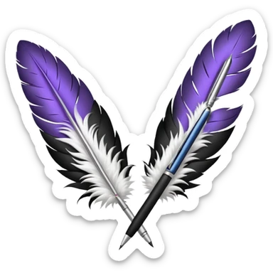 3 plumes blanches avec un stylo en dessous sticker