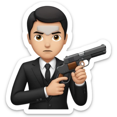mafia human in black with a gun sticker