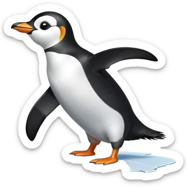 penguin slipping and falling with startled expression sticker