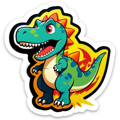 dinosaur with fire sticker