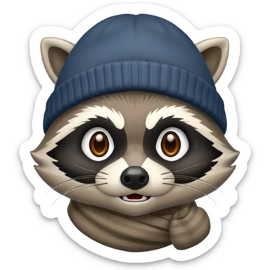 Angry Raccoon bandit with beanie hat sticker
