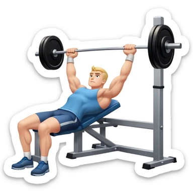 bench press, 2D cartoon sticker