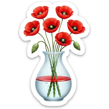 poppy flowers in a vase sticker