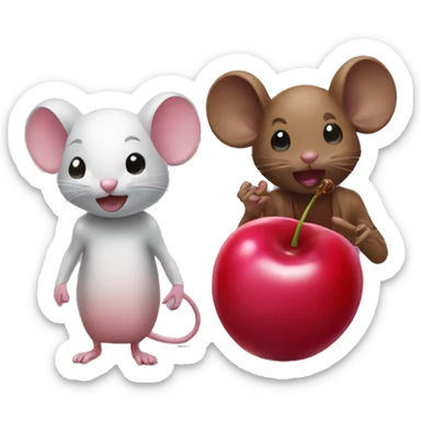Mouse and cherry person next to eachother sticker