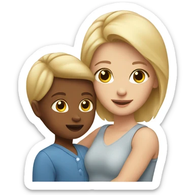 Blonde mom with brown haired girl and baby sticker