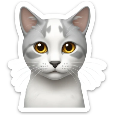 gato blanco y gris sticker