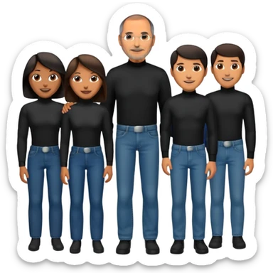 create a founder mode emoji like steve jobs having a 100 executive retreat in the woods represent the outdoors and the 100 top employees

 sticker