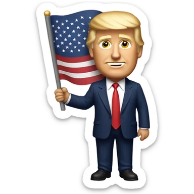 Donald Trump holding an American flag  sticker