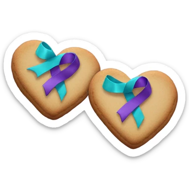 Purple teal Suicide awareness ribbon, heart cookie sticker