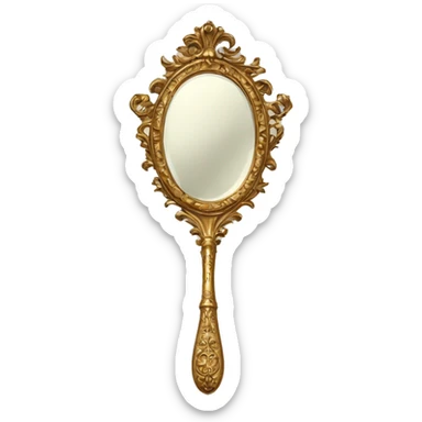 vintage rococo hand mirror sticker