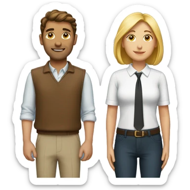 2 people standing next to each other sticker