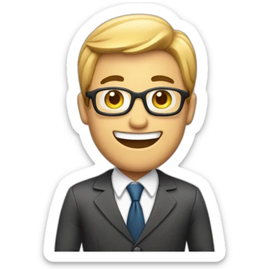 a business man holding a smartphone being happy sticker