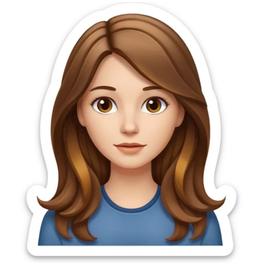 Mulher branca, cabelos longos liso com as pontas ondulado castanho com luzes  sticker