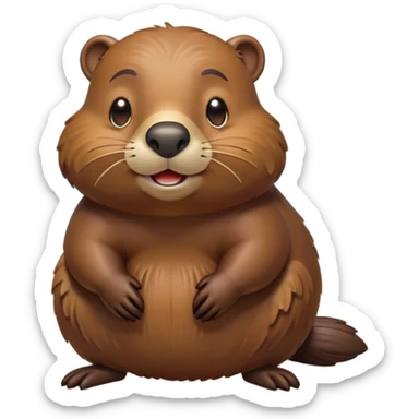cinematic-beaver-realistic-full-body-on-all-fours-emoji,-plump-and-relaxed-body-soaking-in-the-warm-sun,-short-brown-fur-slightly-ruffled,-head-tilted-dramatically,-calm-expressive-eyes-exuding-serene-wisdom,-simplified-yet-realistic head tilted confidently staring at the camera in a comical way sticker