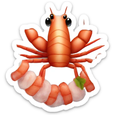 shrimp heart adorned with shrimp garland  sticker