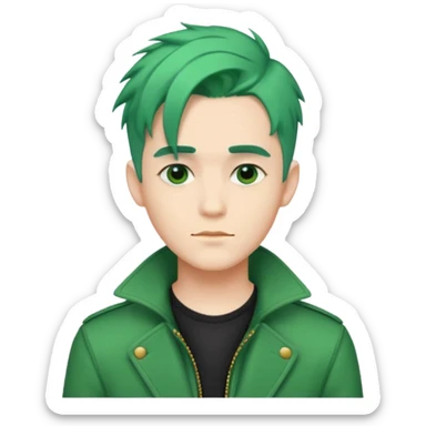 A stylish man with green hair sticker