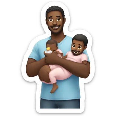 Black man holding baby and bottle of baby oil sticker