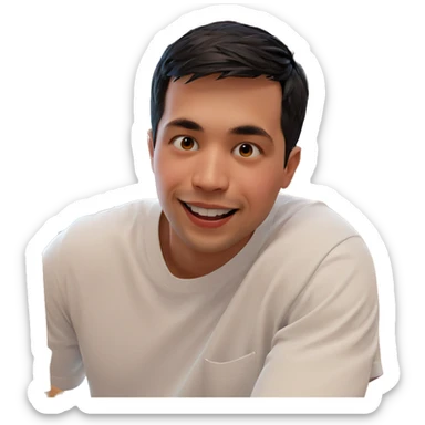 smiling boy in white shirt sticker