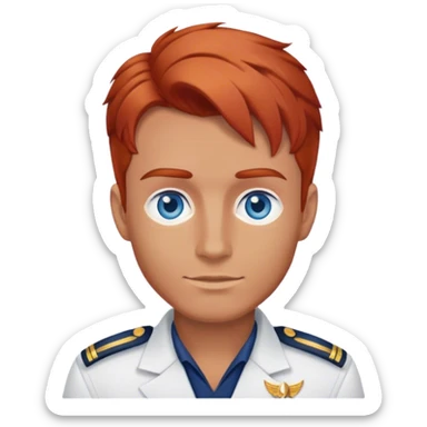 a male boat captain with medium red hair and blue eyes sticker