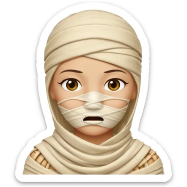 The mummy girl with her mouth closed sticker
