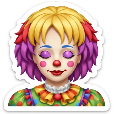 female clown sleeping eyes closed sticker