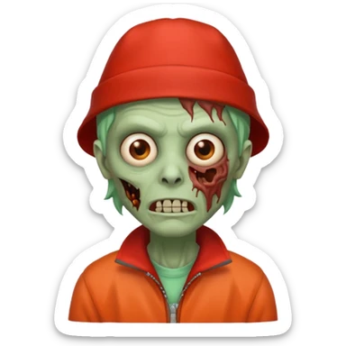 zombie in red hats orange jacket sticker