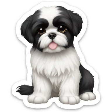 Two black and white shitz tzu puppies  sticker