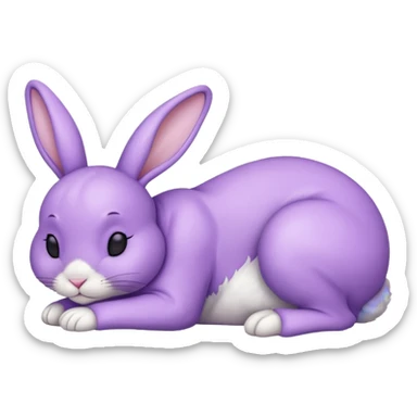 fullbody sleeping bunny  ios 16 very cute slay violet  sticker