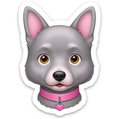 Cachorro cinza com coleira rosa olhando para trás  sticker