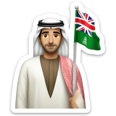 saudi arabian man with british flag sticker