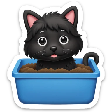 dog in litter box for cats sticker