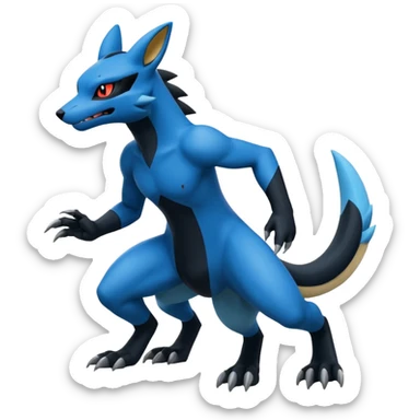 Salandit-Lucario-Fakémon-hybrid-creature (full body)  sticker