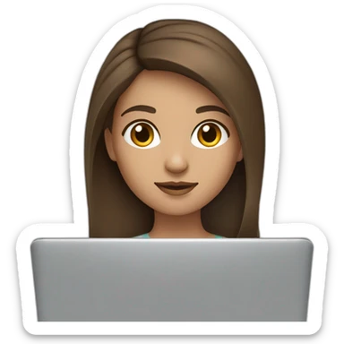 Beautiful programmer girl with brown hair working with MacBook sticker