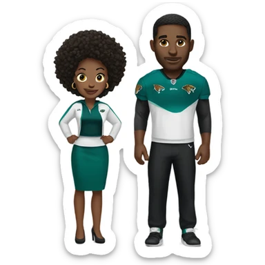 Black man and woman in Jacksonville Jaguar clothes  sticker