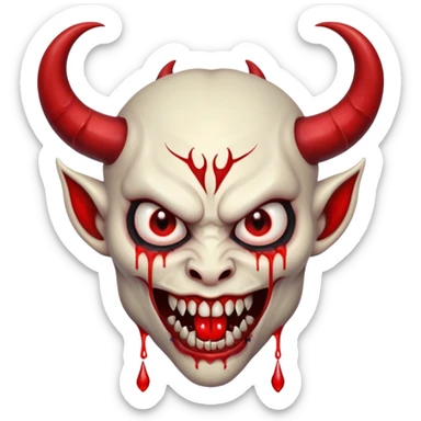 A evil looking devel dripping blood with fangs   sticker