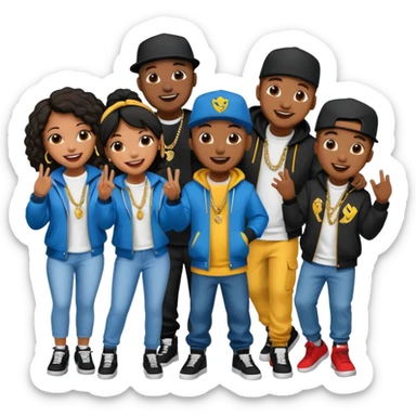 Crowd of fans consisting of African American men and African American women at hip hop rap concert sticker