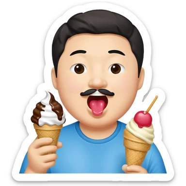 bobby Lee the comedian eating ice cream joyfully sticker