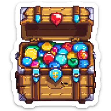 Premium treasure chest overflowing with pixel gems and special member flag sticker