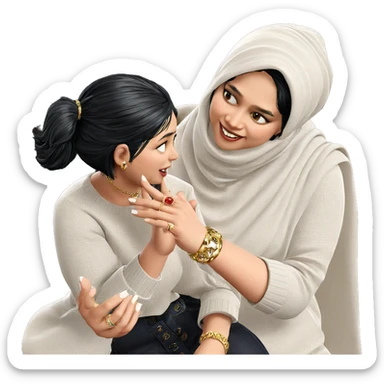 black haired girls in jewelry sticker