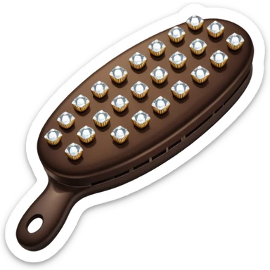dark brown hair brush with diamonds sticker