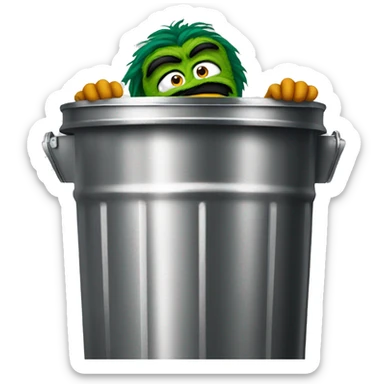 oscar the grouch inside metal trash can sticker