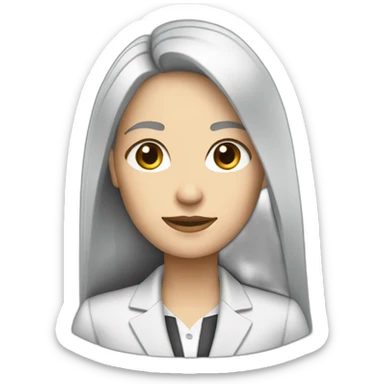 Dark Brown straight long hair white woman wearing suit sticker