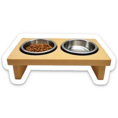 Elevated pine wood dog feeder with 2 bowls sticker
