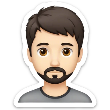 Cute white male, short dark colored hair and facial hair short shaggy hair sticker