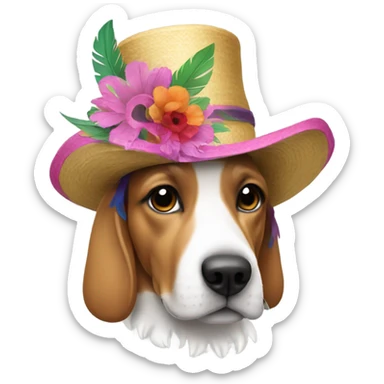 Dog in Kentucky derby hat sticker