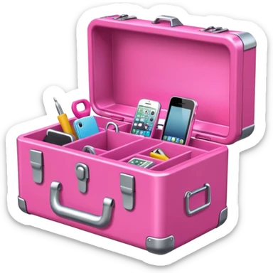 big girly cellphone with a pink mini toolbox sticker