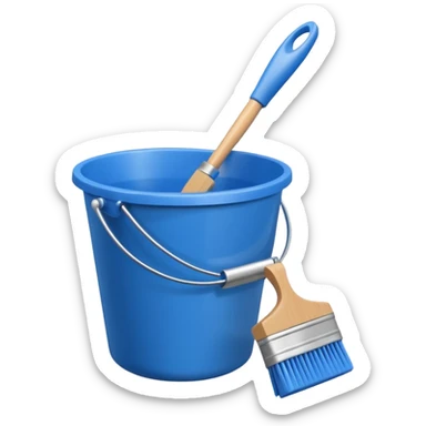 Bucket and brush for cleaning sticker