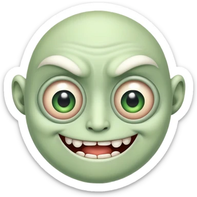 Funny mutant with multiple eyes and a silly smile sticker