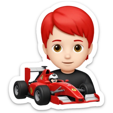 kid playing formula 1 toy sticker