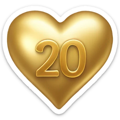 A gold heart with the number 20 in it  sticker